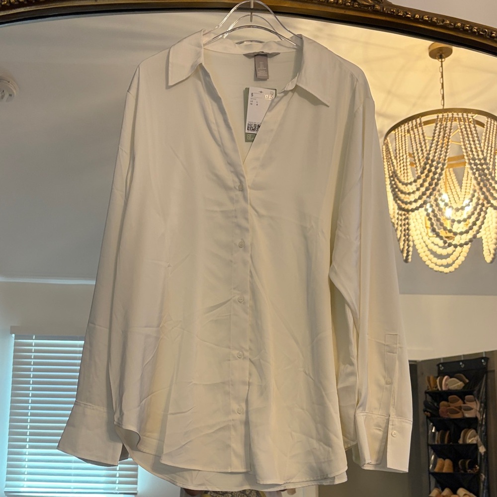 H&M Cream Women's Button-Down Shirt